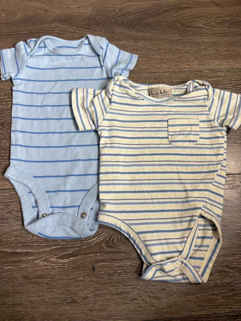 Striped Baby Onesies - Blue and Yellow Set